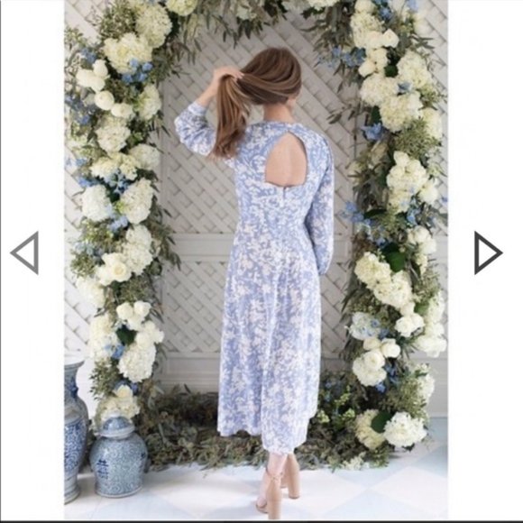ANTONIO MELANI Blue Floral Long Sleeve Dress - Picture 8 of 16